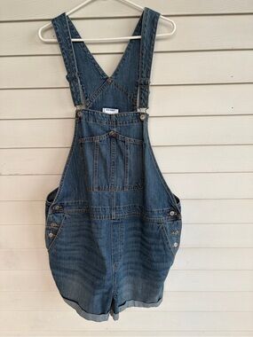 Old Navy Washed Blue Denim Short Overalls Size 2X EUC